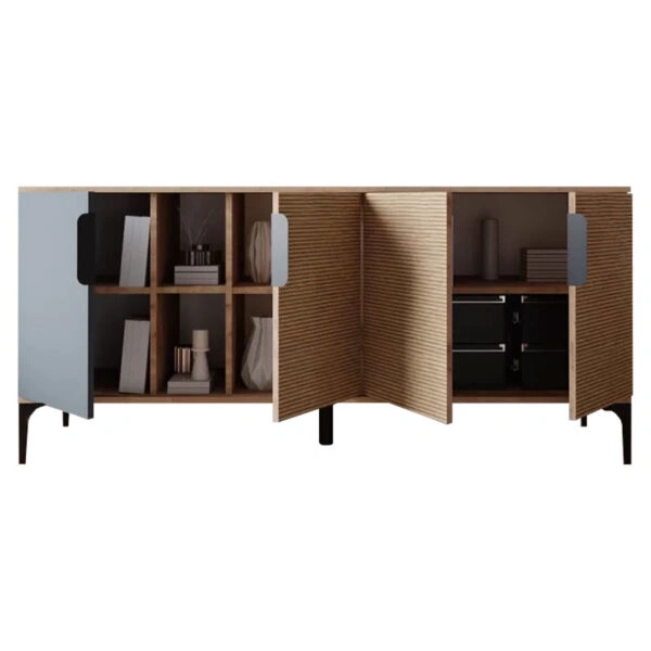 Μπουφές Tajesy  μελαμίνης ανθρακί-oak 180x40x78εκ