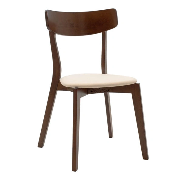 Tραπεζαρία Benson - Toto σετ 5τμχ καρυδί - ύφασμα μπεζ 80x80x75εκ