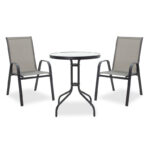 Τραπεζαρία Calan-Watson σετ 3τεμ  μέταλλο μαύρο-textilene μαύρο Φ60x70εκ