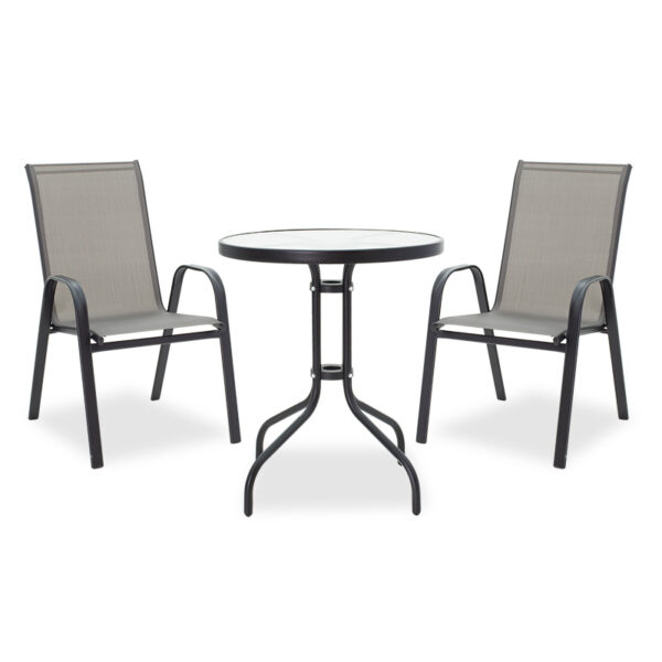 Τραπεζαρία Calan-Watson σετ 3τεμ  μέταλλο μαύρο-textilene μαύρο Φ60x70εκ