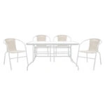 Τραπεζαρία Valor-Obbi σετ 5τεμ  μέταλλο-pe λευκό
