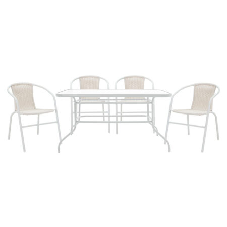 Τραπεζαρία Valor-Obbi σετ 5τεμ pakoworld μέταλλο-pe λευκό