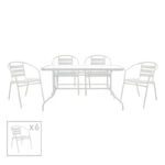 Τραπεζαρία Valor-Tade σετ 7τεμ  μέταλλο λευκό