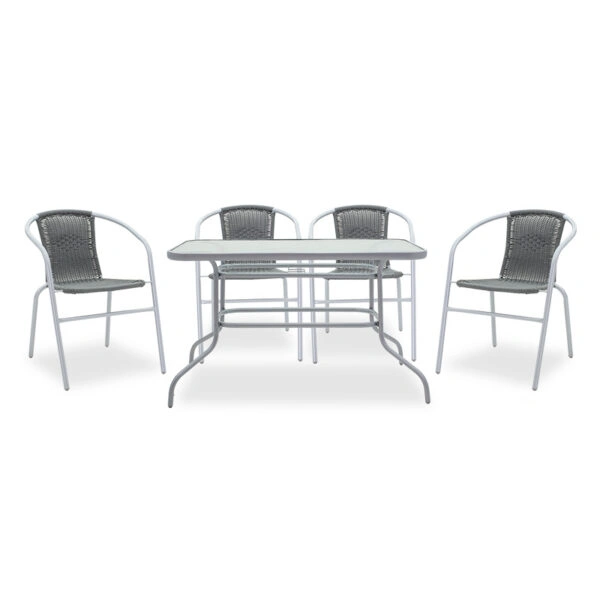 Τραπεζαρία Valor-Obbi σετ 5τεμ μέταλλο-pe γκρι