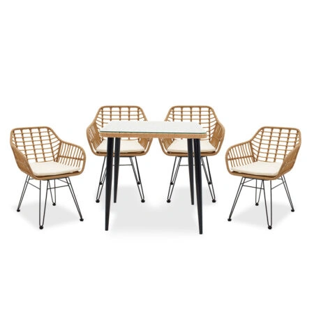 Τραπεζαρία Naoki σετ 5τεμ pakoworld μέταλλο-μαύρο-pe φυσικό