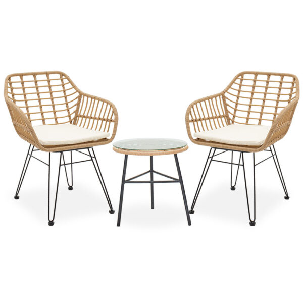 Σαλόνι Gaus-Naoki σετ 3τεμ  μέταλλο μαύρο-pe φυσικό.