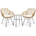 Τραπεζαρία Gaus-Naoki σετ 3τεμ  μέταλλο μαύρο-pe φυσικό.