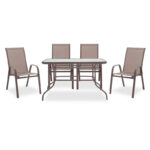 Τραπεζαρία Ensure-Calan σετ 5τεμ  μέταλλο-textilene καφέ