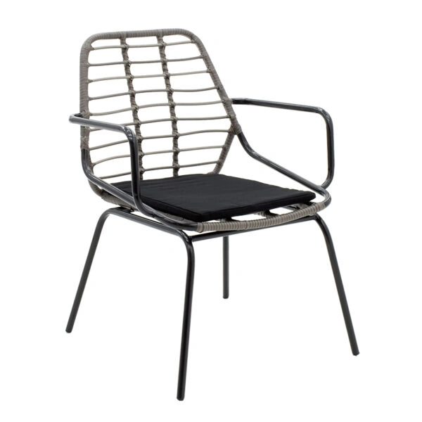 Τραπεζαρία Naoki σετ 3τεμ pe γκρι-μέταλλο μαύρο