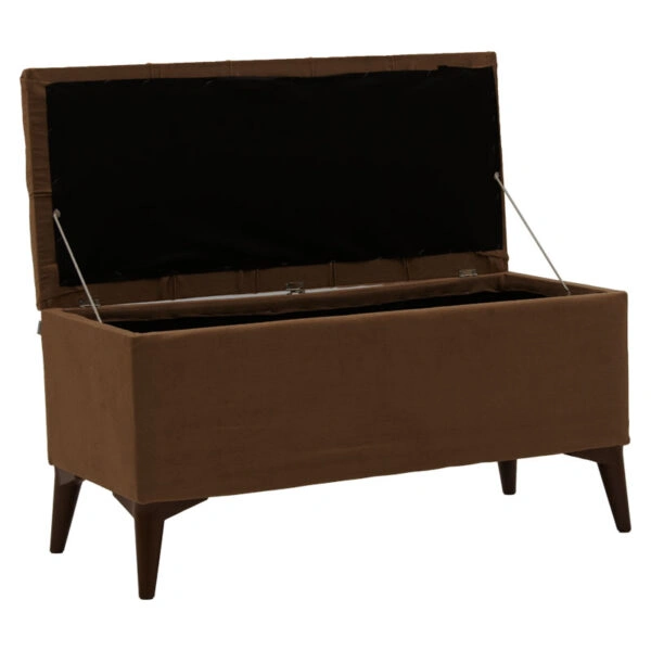 Σκαμπό-μπαούλο Elone  καφέ-καρυδί 90x40x44εκ