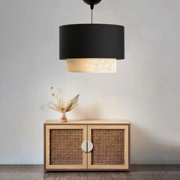 Φωτιστικό οροφής Fersa  μαύρο-φυσικό Φ30x20εκ