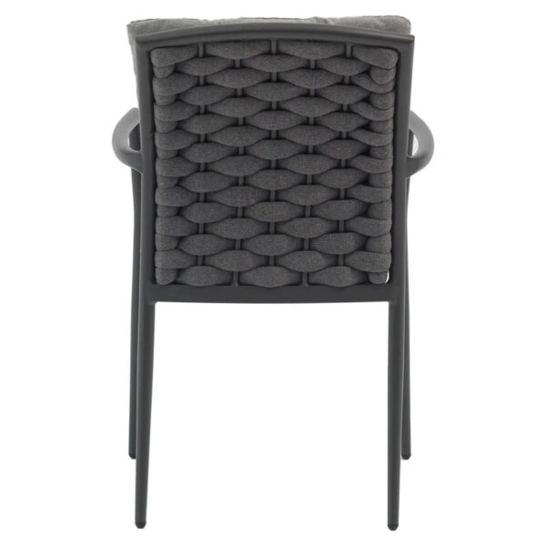 Πολυθρόνα Moritz αλουμίνιο ανθρακί σχοινί-μαξιλάρι γκρι