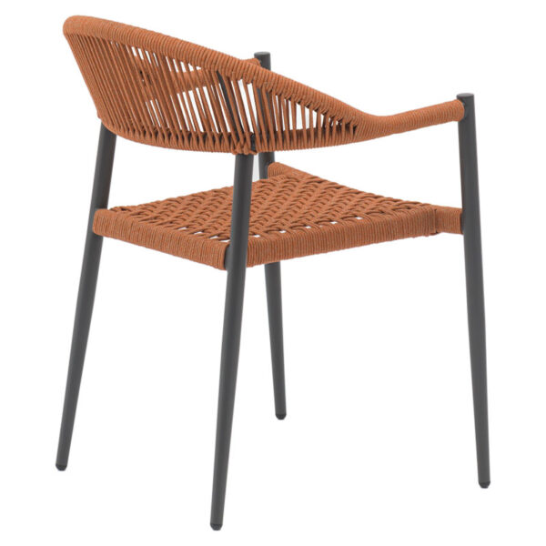 Πολυθρόνα Freiburg αλουμίνιο μαύρο-σχοινί φυσικό-κεραμιδί