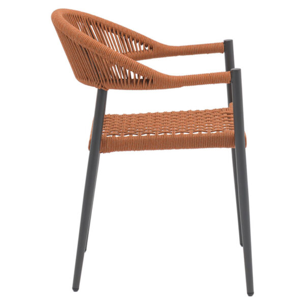 Πολυθρόνα Freiburg αλουμίνιο μαύρο-σχοινί φυσικό-κεραμιδί