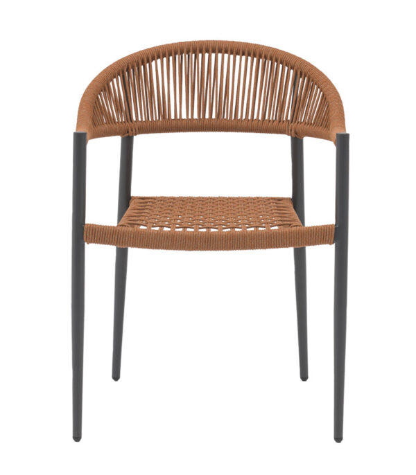 Πολυθρόνα Freiburg αλουμίνιο μαύρο-σχοινί φυσικό-κεραμιδί