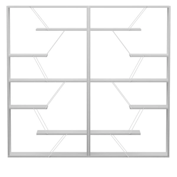 Βιβλιοθήκη Tars γκρι-λευκό 168x24x157εκ