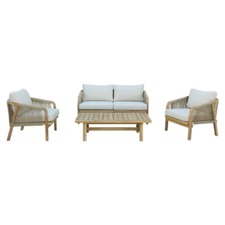 Σαλόνι κήπου Malibu μασίφ ξύλο ακακίας-ύφασμα μπεζ