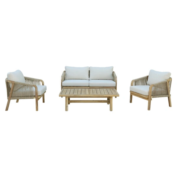 Σαλόνι κήπου Malibu  μασίφ ξύλο ακακίας-ύφασμα μπεζ