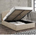 Κρεβάτι Tatiana  ύφασμα μπεζ με αποθηκευτικό χώρο 160x200εκ