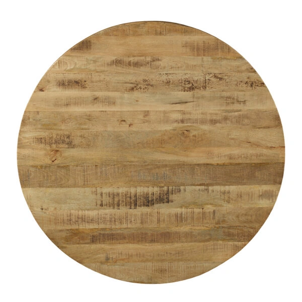 Τραπέζι Royalty μασίφ ξύλο mango 4εκ καρυδί-πόδι μαύρο Φ150x77εκ