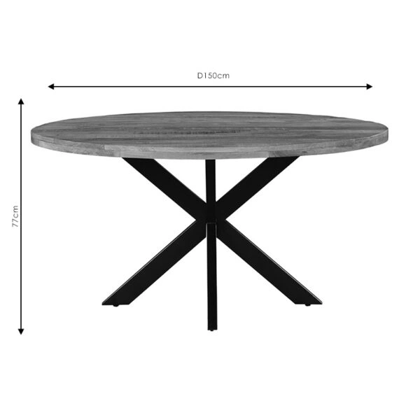 Τραπέζι Royalty μασίφ ξύλο mango 4εκ καρυδί-πόδι μαύρο Φ150x77εκ