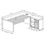 Γραφείο γωνιακό αναστρέψιμο Oscar  καρυδί-ανθρακί 200x188,6x76εκ