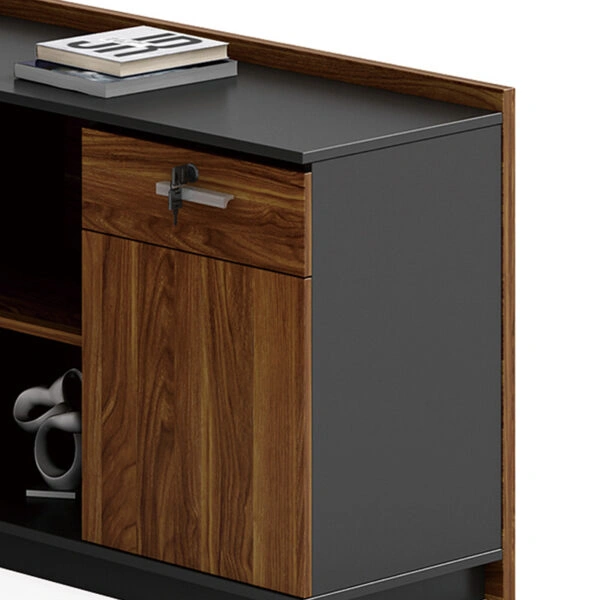 Γραφείο επαγγελματικό με δεξιά γωνία Oscar  καρυδί-ανθρακί 220x180x76εκ