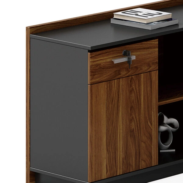 Γραφείο επαγγελματικό με αριστερή γωνία Oscar καρυδί-ανθρακί 220x180x76εκ