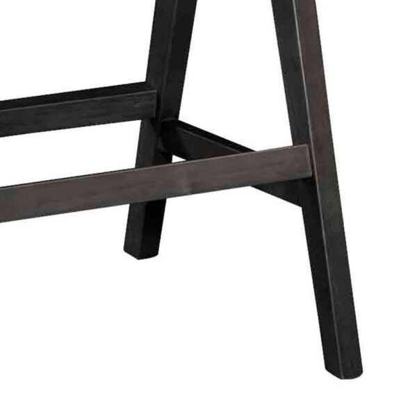 Σκαμπό bar Winslow ξύλο rubberwood μαύρο-pvc rattan φυσικό-ύφασμα γκρι