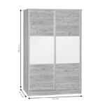 Ντουλάπα ρούχων Griffin δίφυλλη με συρόμενες πόρτες χρώμα λευκό 121x56.5x180.5εκ