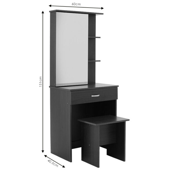 Τουαλέτα κρεβατοκάμαρας Zelia  με καθρέπτη και σκαμπό χρώμα λευκό 60x40.5x151εκ