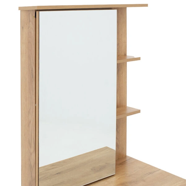 Τουαλέτα κρεβατοκάμαρας Zelia  με καθρέπτη και σκαμπό χρώμα oak 60x40.5x151εκ