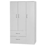 Ντουλάπα ρούχων τρίφυλλη Zelia  με 2 συρτάρια χρώμα λευκό 90x42x180εκ