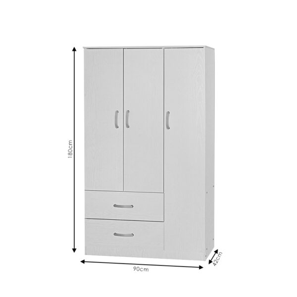 Ντουλάπα ρούχων τρίφυλλη Zelia  με 2 συρτάρια χρώμα wenge eo 90x42x180εκ