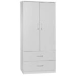 Ντουλάπα δίφυλλη και πατάρι Zelia  λευκό 79x42x240εκ.