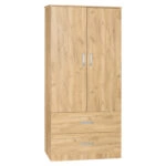 Ντουλάπα δίφυλλη και πατάρι Zelia  φυσικό 79x42x240εκ.