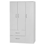 Ντουλάπα τρίφυλλη και πατάρι Zelia λευκό 90x42x240εκ.