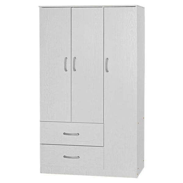 Ντουλάπα τρίφυλλη και πατάρι Zelia λευκό 90x42x240εκ.