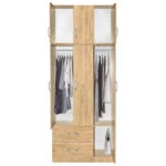 Ντουλάπα τρίφυλλη και πατάρι Zelia φυσικό 90x42x240εκ.