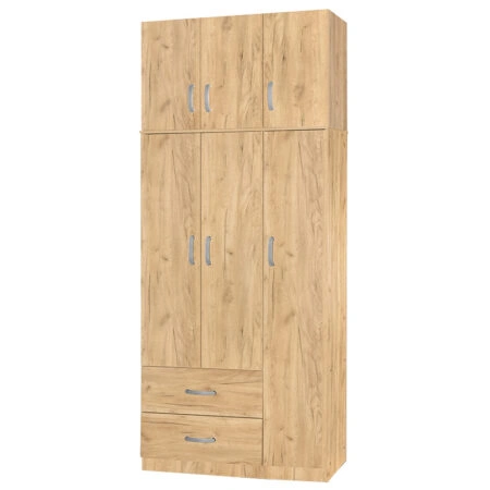 Ντουλάπα τρίφυλλη και πατάρι Zelia φυσικό 90x42x240εκ.