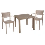 Τραπεζαρία Explore-Frontline  σετ 3τεμ PP cappuccino 90x90x73,5εκ