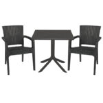 Τραπεζαρία Icon-Halcyon  σετ 3τεμ PP σε ανθρακί απόχρωση