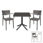 Τραπεζαρία Icon-Frontline σετ 5τεμ PP σε ανθρακί απόχρωση