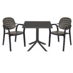 Τραπεζαρία Icon-Gentle  σετ 3τεμ PP σε ανθρακί απόχρωση