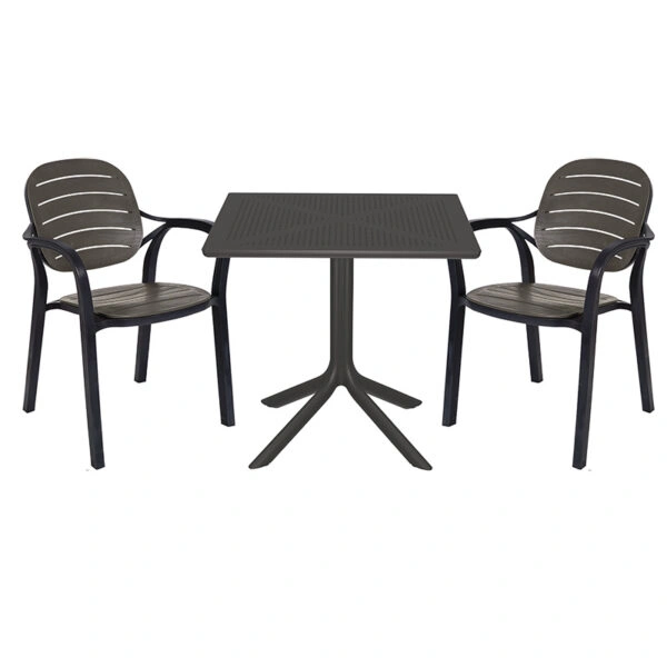 Τραπεζαρία Icon-Gentle  σετ 3τεμ PP σε ανθρακί απόχρωση