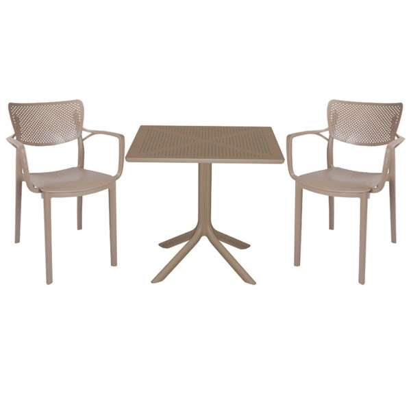 Τραπεζαρία Icon-Frontline σετ 3τεμ PP σε cappuccino απόχρωση