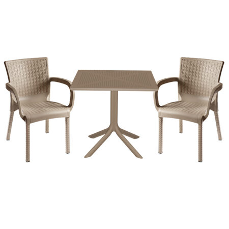 Τραπεζαρία Icon-Festive pakoworld σετ 3τεμ PP σε cappuccino απόχρωση