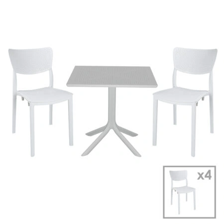 Τραπεζαρία Icon-Ignite  σετ 5τεμ PP σε λευκή απόχρωση