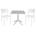 Τραπεζαρία Icon-Fontline  σετ 3τεμ PP σε λευκή απόχρωση