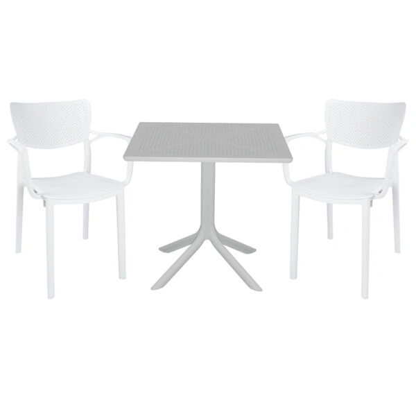 Τραπεζαρία Icon-Fontline  σετ 3τεμ PP σε λευκή απόχρωση